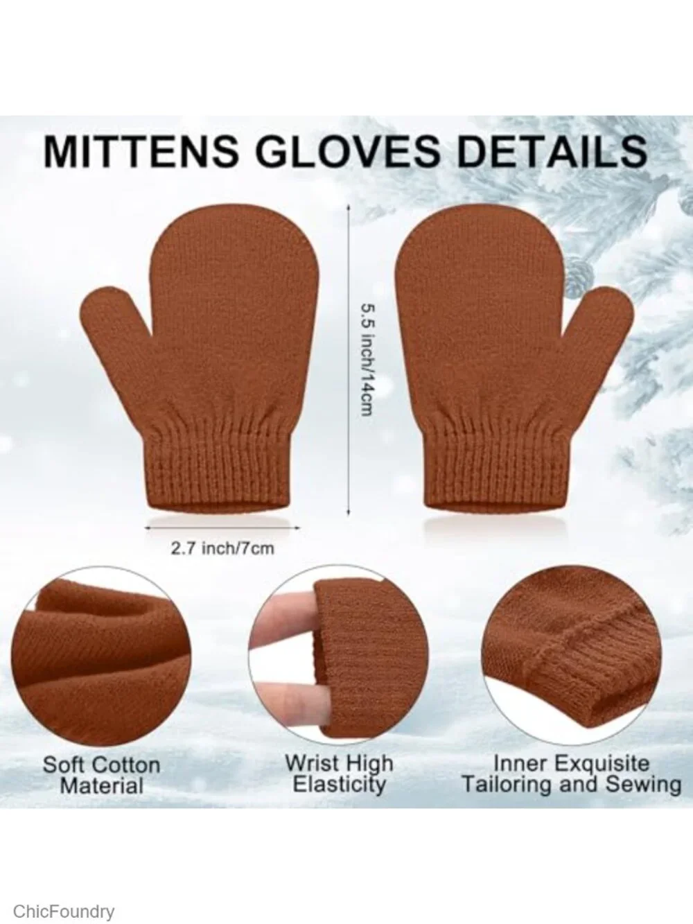 Toddler Hat and Glove Set, 3 Pcs Winter Knitted Beanie Mittens with Bow for